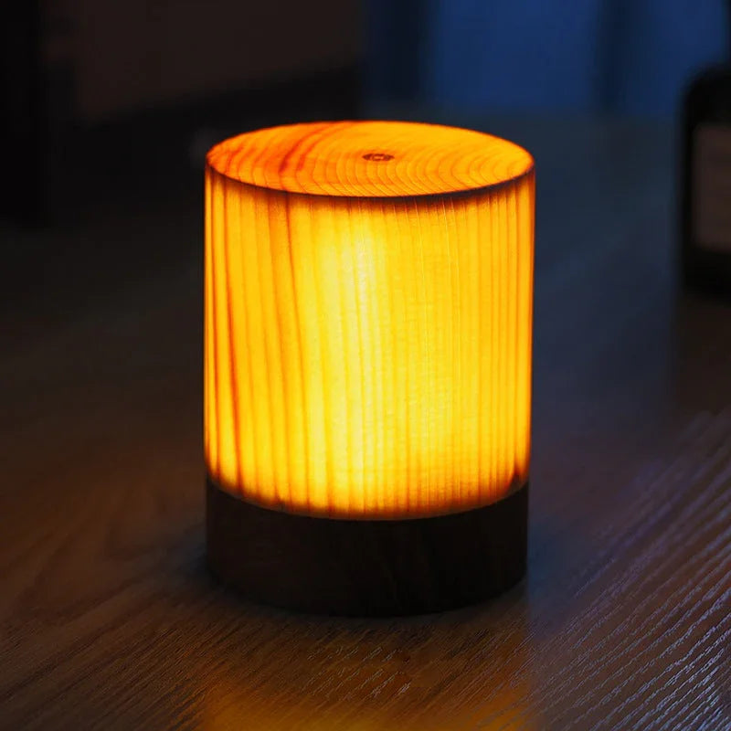 Table Lamp with Touch Control and Wood Finish