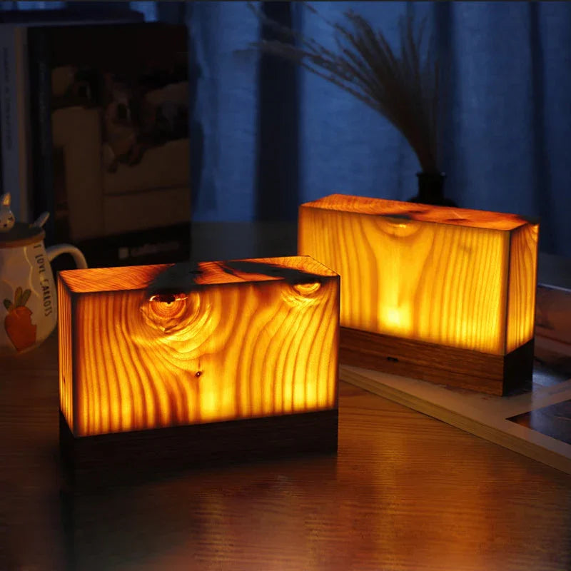 Table Lamp with Touch Control and Wood Finish