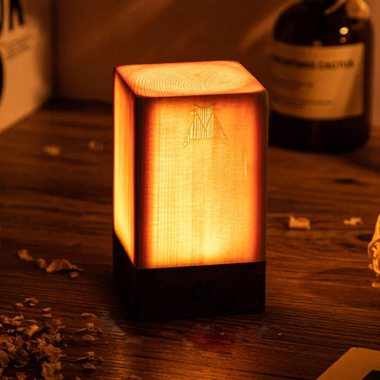 Table Lamp with Touch Control and Wood Finish