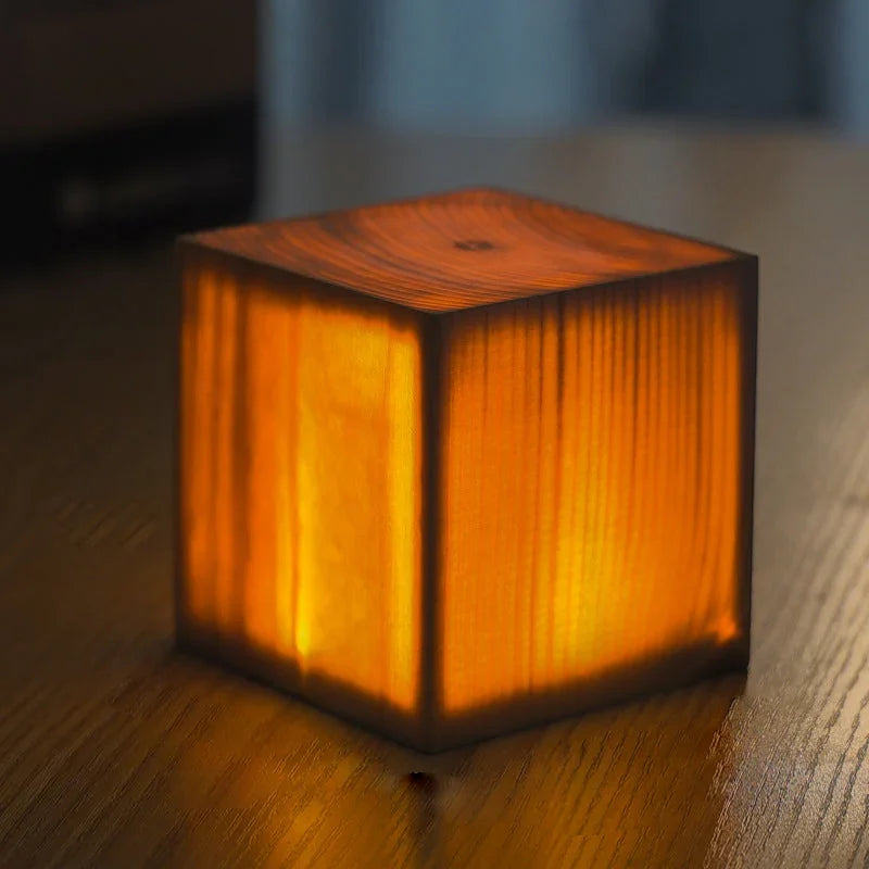 Table Lamp with Touch Control and Wood Finish