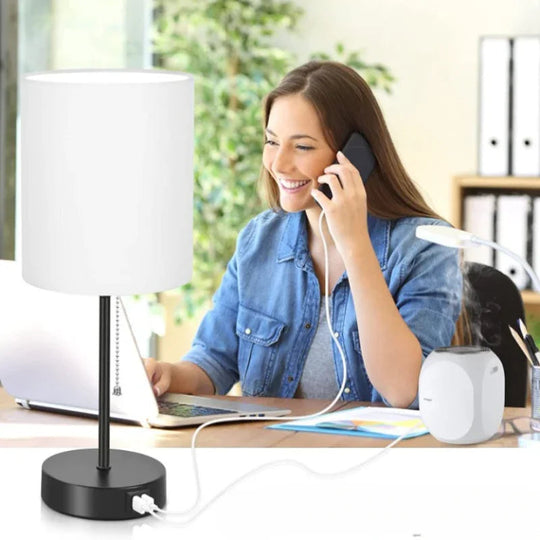 Table Lamp with USB Ports and Modern Design