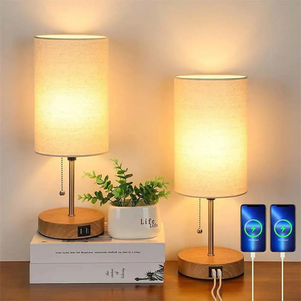 Table Lamp with USB Ports and Modern Design