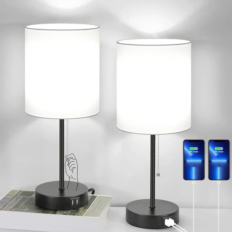 Table Lamp with USB Ports and Modern Design