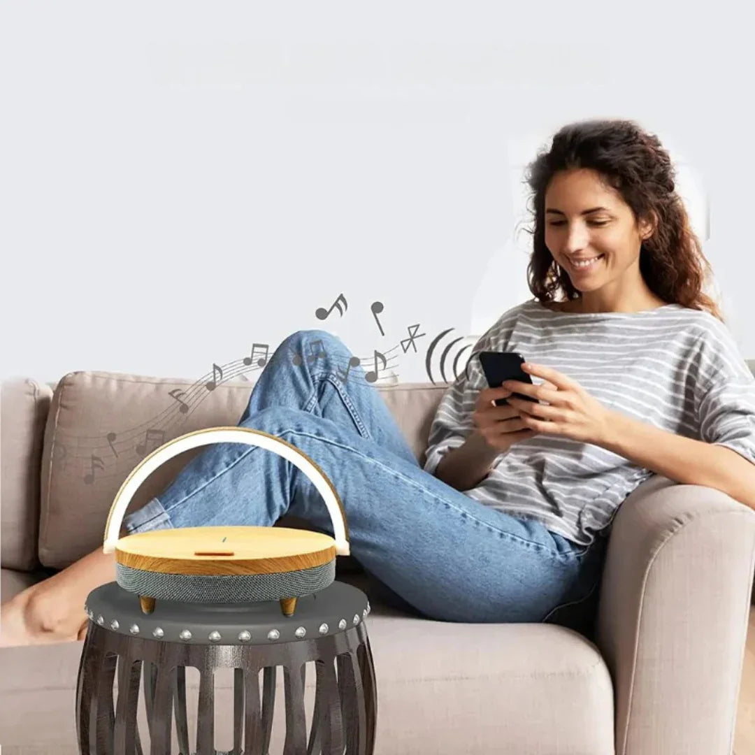 Table Lamp with Wireless Charging and Bluetooth Speaker