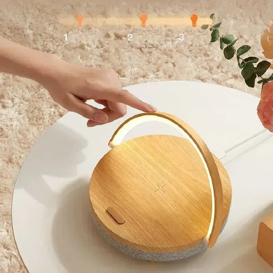 Table Lamp with Wireless Charging and Bluetooth Speaker