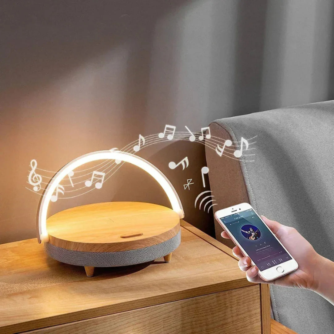 Table Lamp with Wireless Charging and Bluetooth Speaker