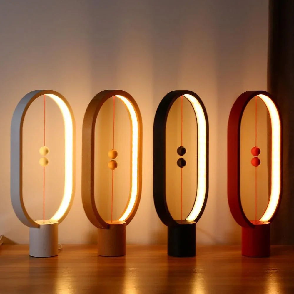 Table Lamp with Wooden Base and LED Light
