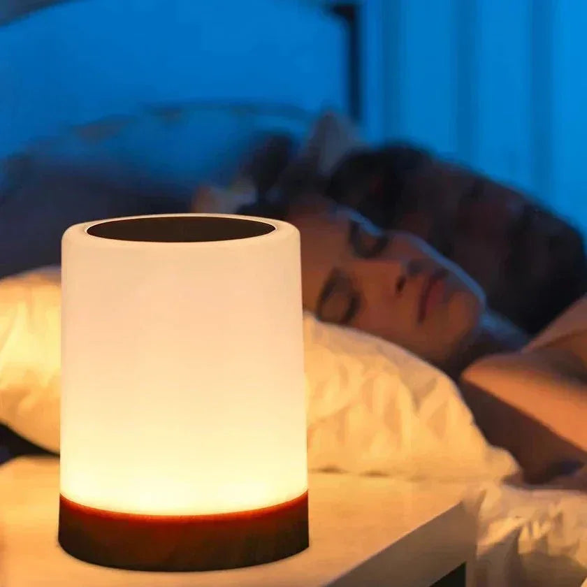 Table Lamp with Wooden Base and Touch Control