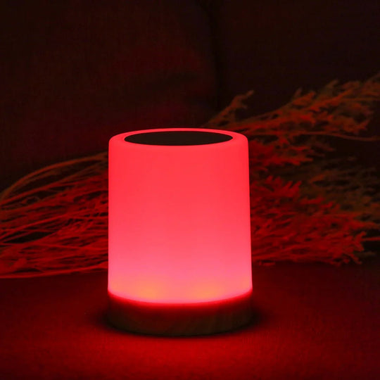 Table Lamp with Wooden Base and Touch Control