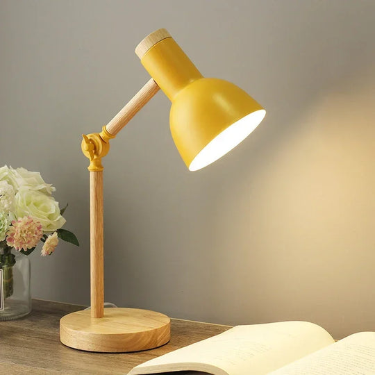 Table Lamp with Wooden Design and Adjustable Height