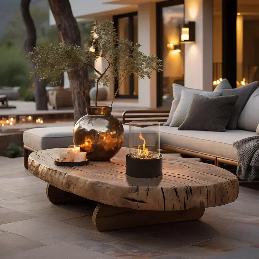 Tabletop Fireplace with Ethanol Fuel and Glass Cylinder