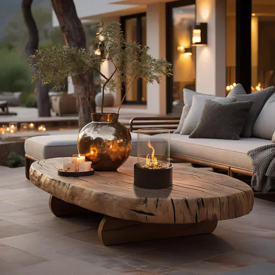 Tabletop Fireplace with Ethanol Fuel and Glass Cylinder