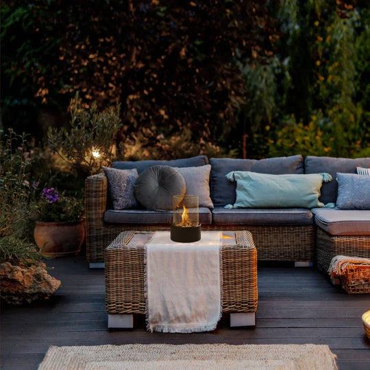 Tabletop Fireplace with Ethanol Fuel and Glass Cylinder