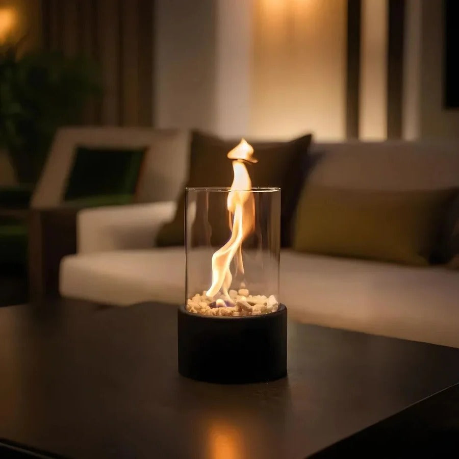 Tabletop Fireplace with Mini Design and Portable Glass