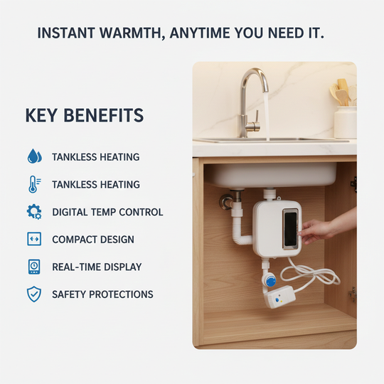 Tankless Electric Water Heater with Temperature Control and Energy Efficiency