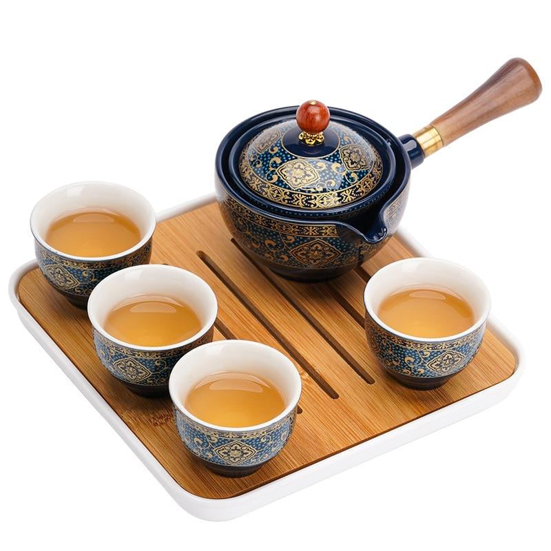 Tea Pot Set with Rotating Design and Infuser