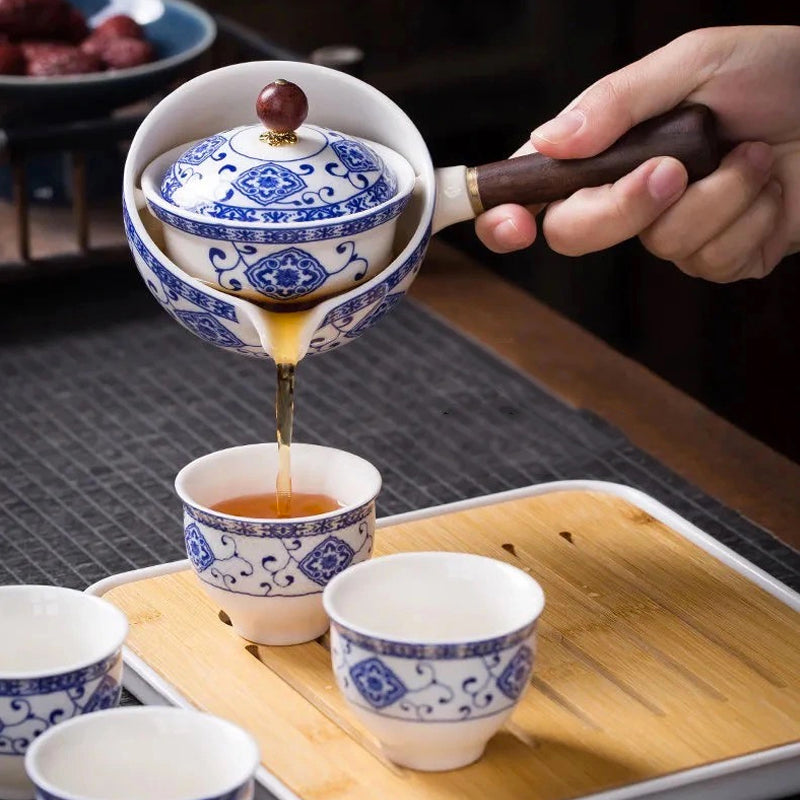 Tea Pot Set with Rotating Design and Infuser