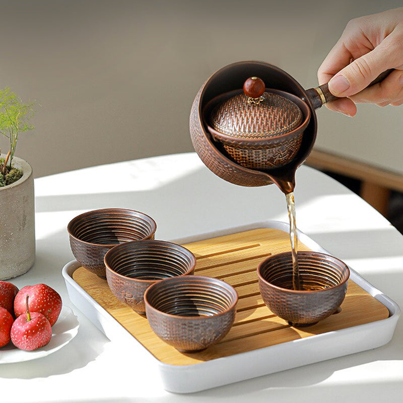 Tea Pot Set with Rotating Design and Infuser