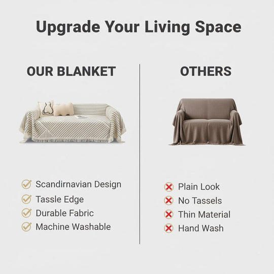 Throw Blanket with Scandinavian Design and Tassel Edge