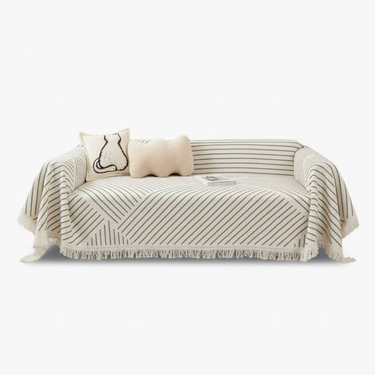 Throw Blanket with Scandinavian Design and Tassel Edge