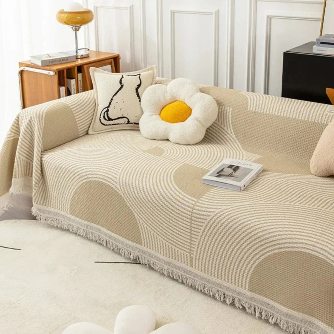 Throw Blanket with Scandinavian Design and Tassel Edge