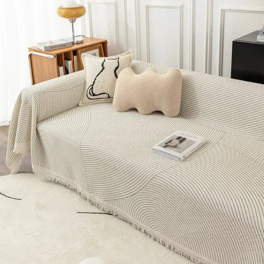 Throw Blanket with Scandinavian Design and Tassel Edge