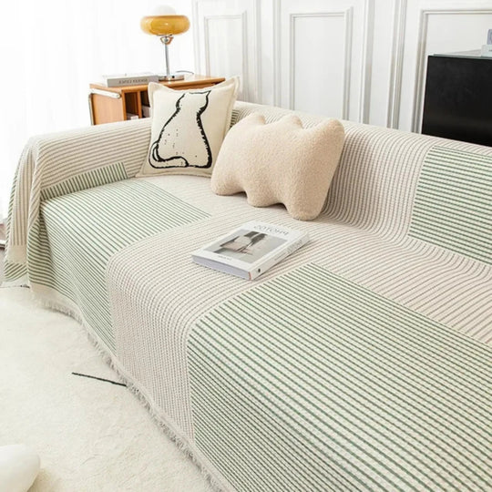 Throw Blanket with Scandinavian Design and Tassel Edge