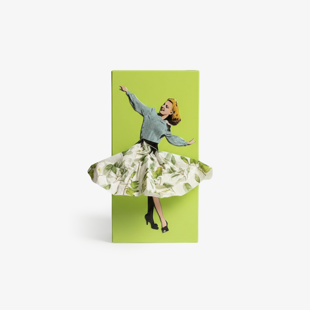 Tissue Box Cover with Decorative Design and Weighted Base