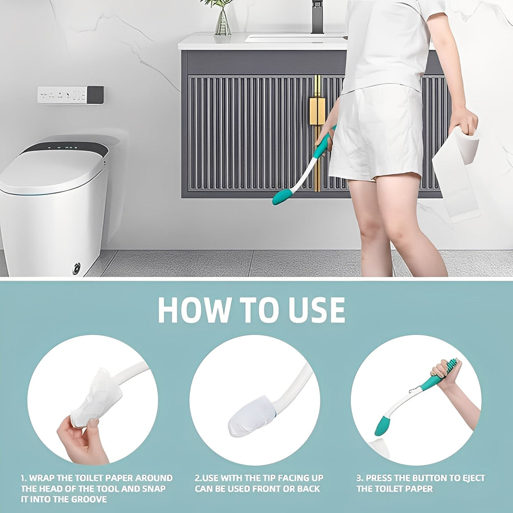 Toilet Aid with Extended Reach and Grip Handle