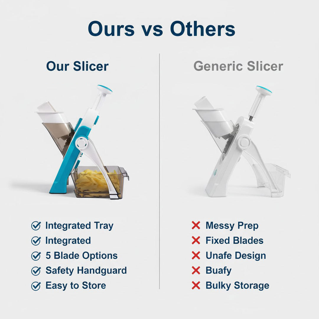 Vegetable Slicer with Interchangeable Blades and Safety Design