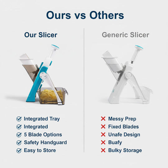 Vegetable Slicer with Interchangeable Blades and Safety Design