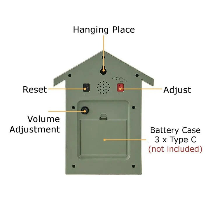 Wall Clock with Bird Design and Adjustable Sound