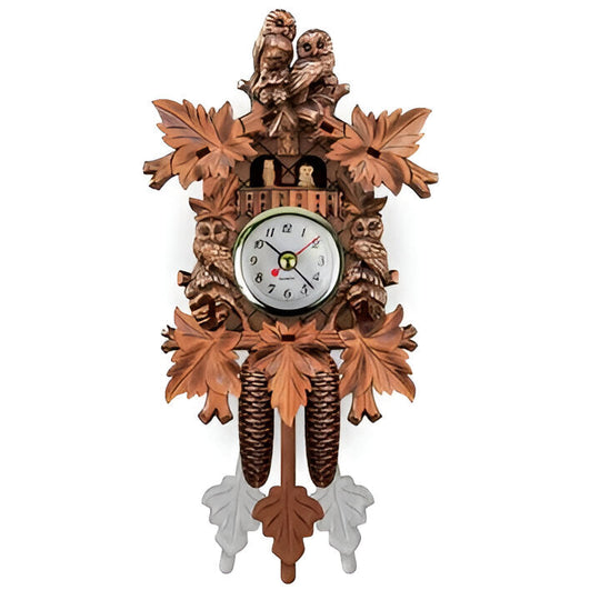 Wall Clock with Carved Details and Cuckoo Sound