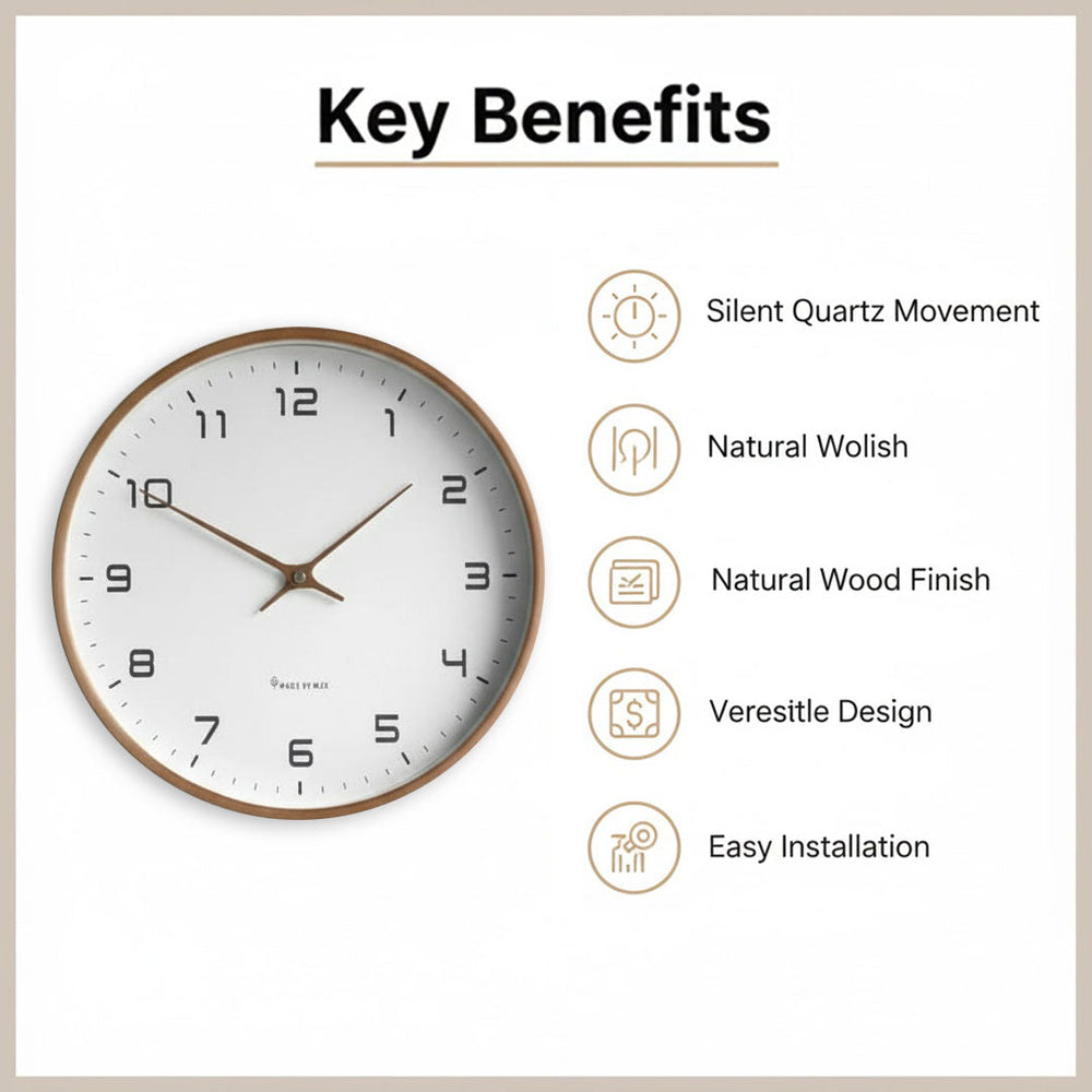 Wall Clock with Minimalist Design and Silent Movement