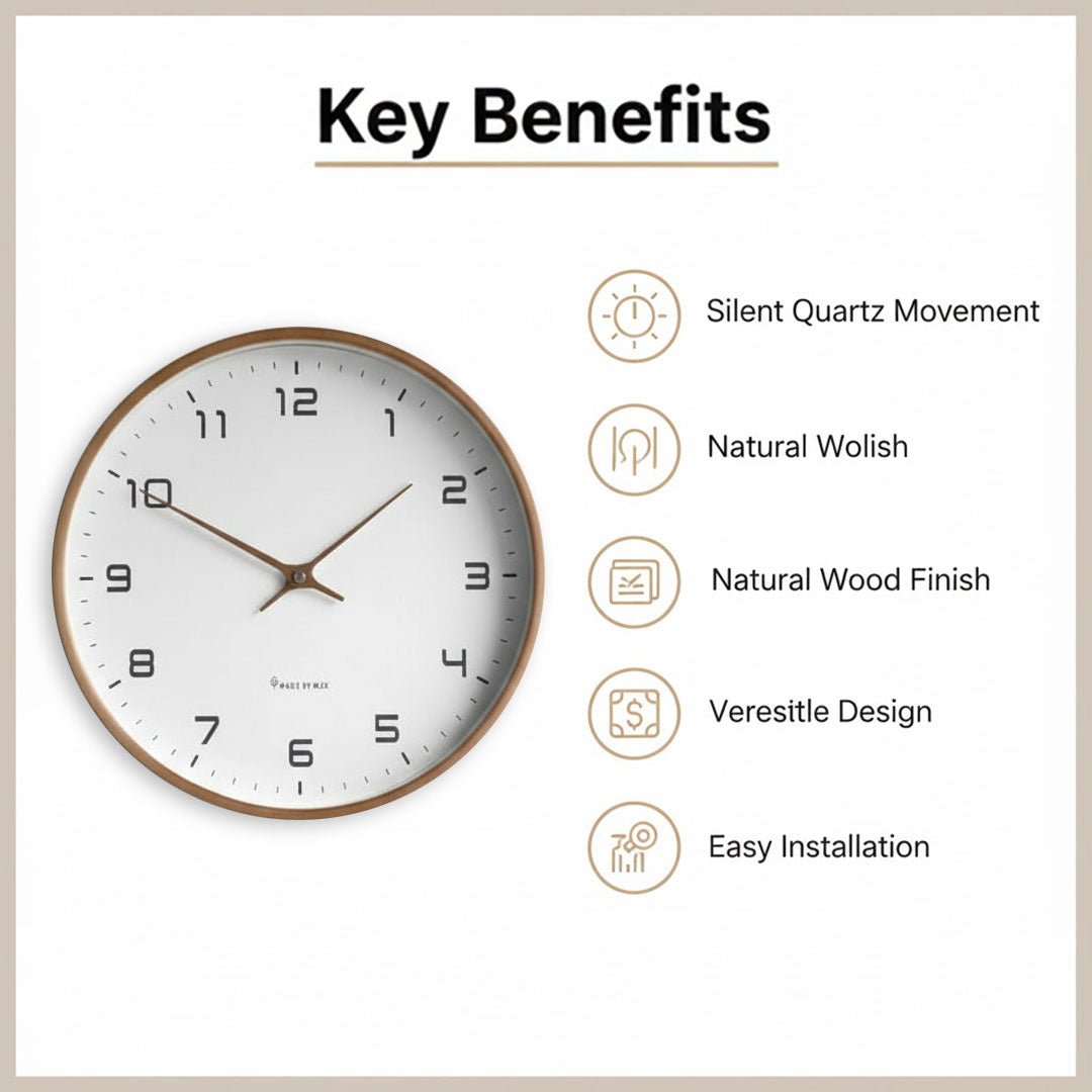 Wall Clock with Minimalist Design and Silent Movement