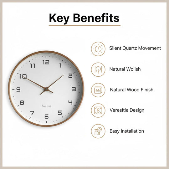 Wall Clock with Minimalist Design and Silent Movement