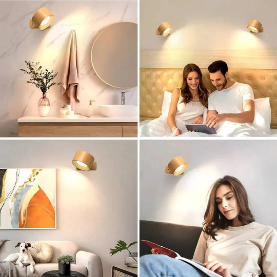 Wall Light with Rechargeable Battery and 360° Rotation