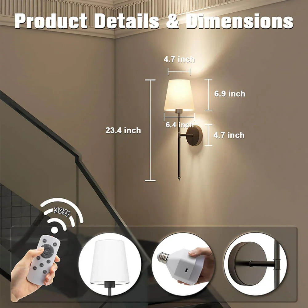 Wall Light with Wireless Design and Vintage Style