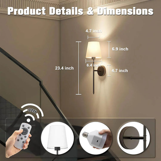 Wall Light with Wireless Design and Vintage Style