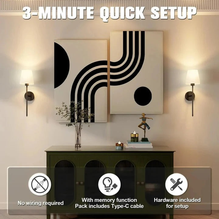 Wall Lights with Cordless Design and Set of 2