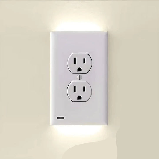 Wall Plate with Built-In LED Light and Night Light