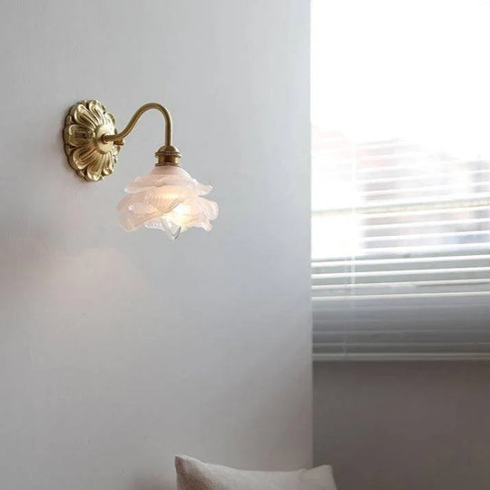 Wall Sconce with Curved Gooseneck and Brass Finish