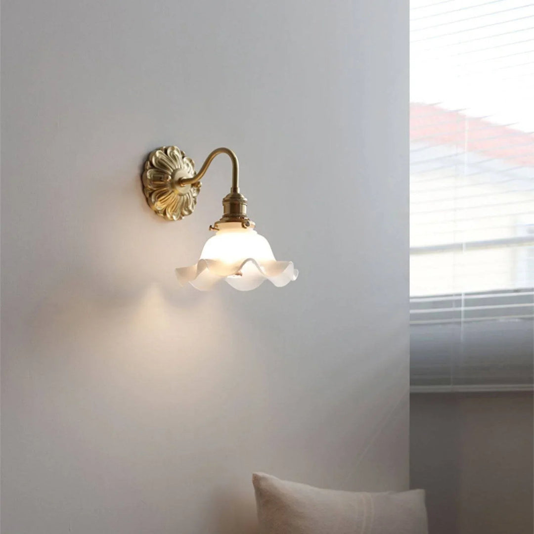 Wall Sconce with Curved Gooseneck and Brass Finish