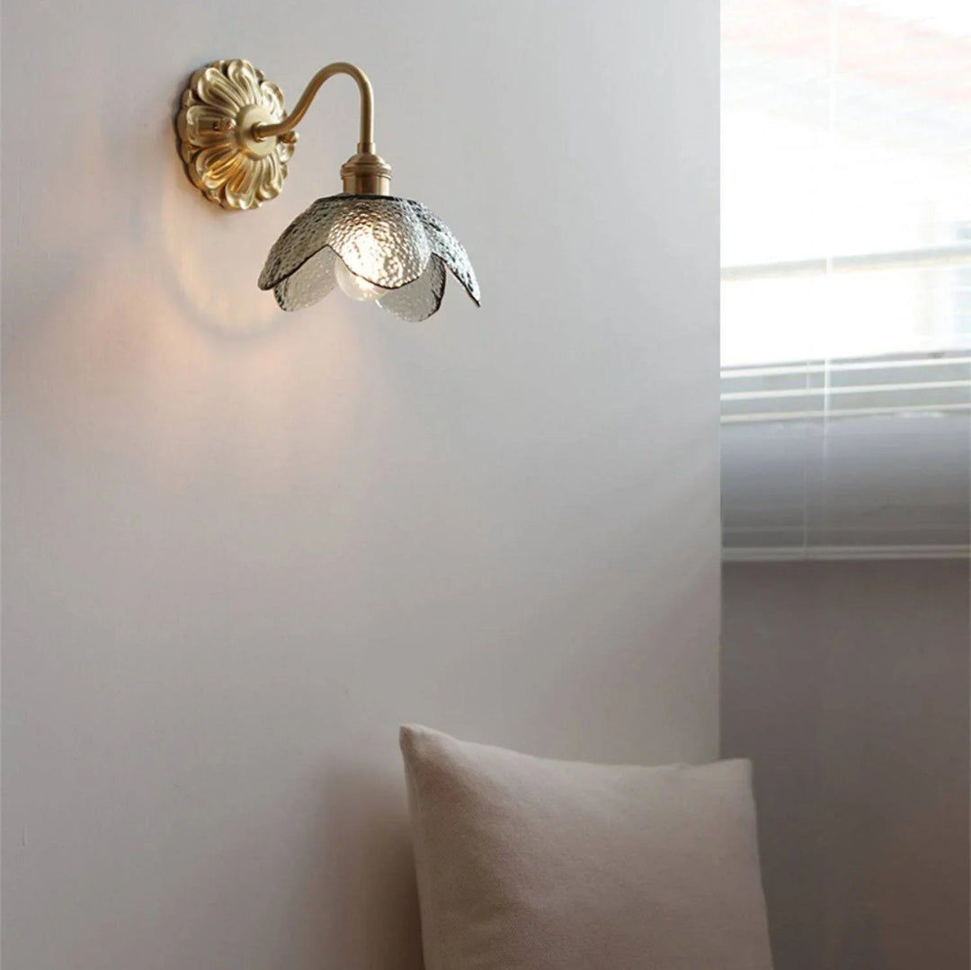 Wall Sconce with Curved Gooseneck and Brass Finish