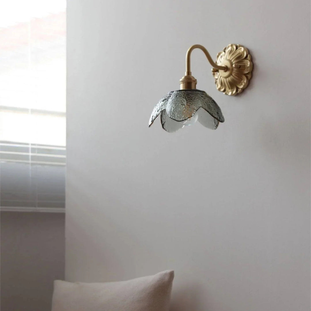 Wall Sconce with Curved Gooseneck and Brass Finish