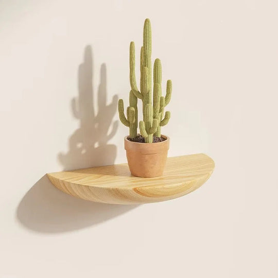 Wall Shelf with Half-Round Design and Wooden Finish