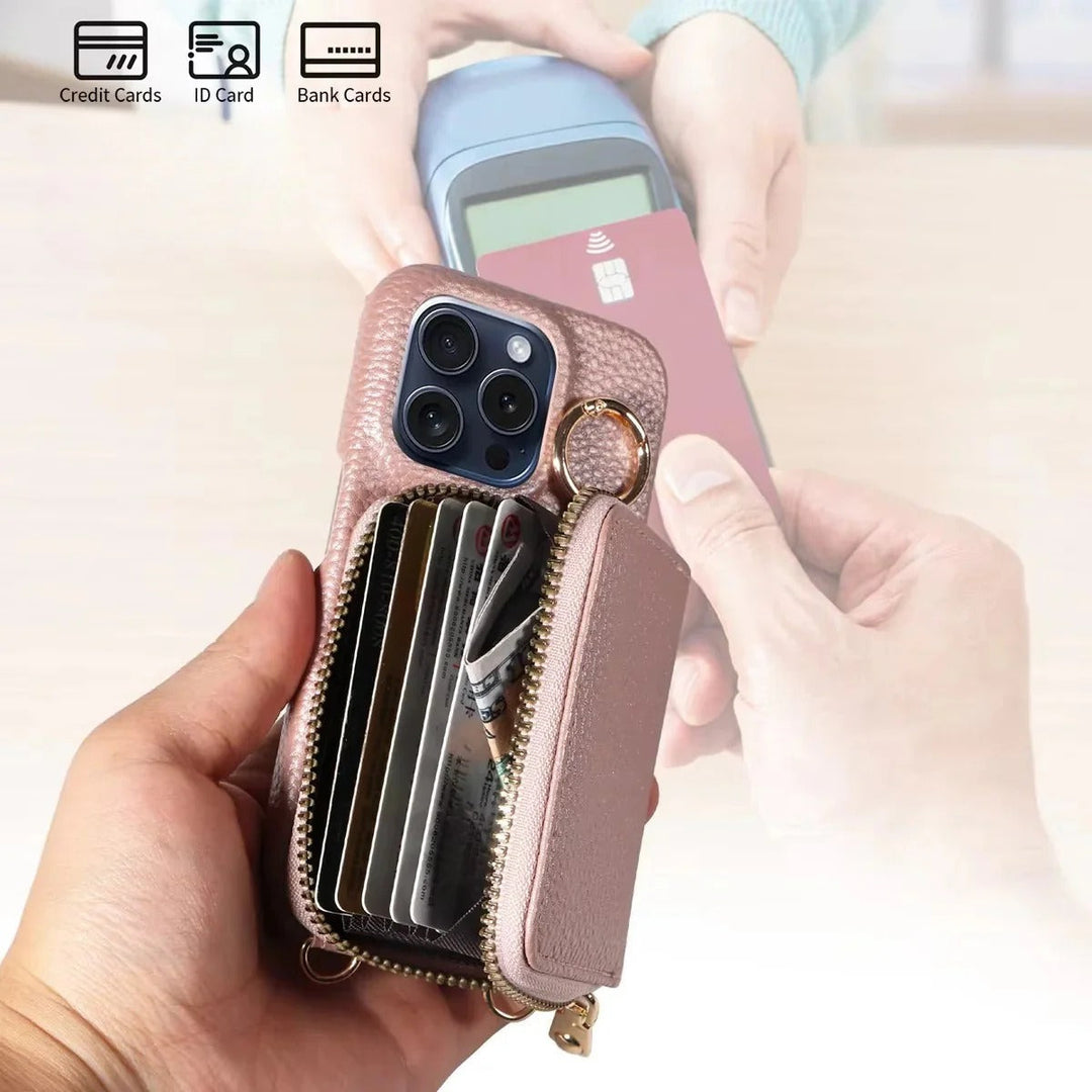 Wallet Case with Card Slots and Zipper Closure