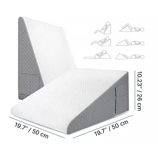 Wedge Pillow with Angled Support and Side Pockets