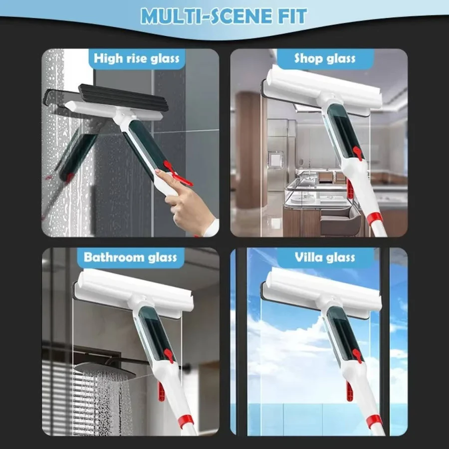 Window Cleaner with Long Handle and Telescopic Reach