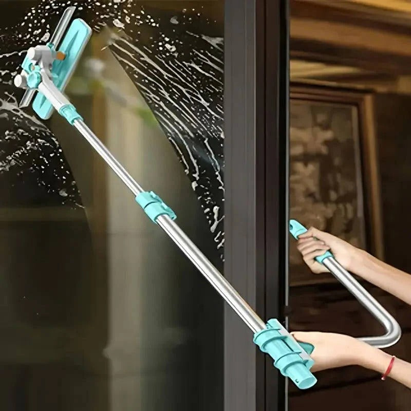 Window Cleaning Brush with Long Handle and Soft Bristles